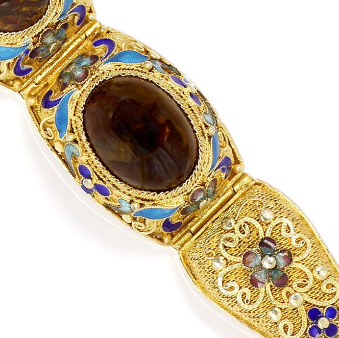 Foto 4 - Silber Armband und Ring emailliert, vergoldet, filigran, R9357
