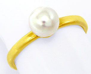 Foto 1 - Gelbgold-Ring mit Spitzen Akoya Zuchtperle! 18Karat/750, S0678