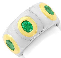 Foto 1 - Weißgold-Ring 1,05 ct Smaragde in Gelbgold-Zargen, 18K, S4500